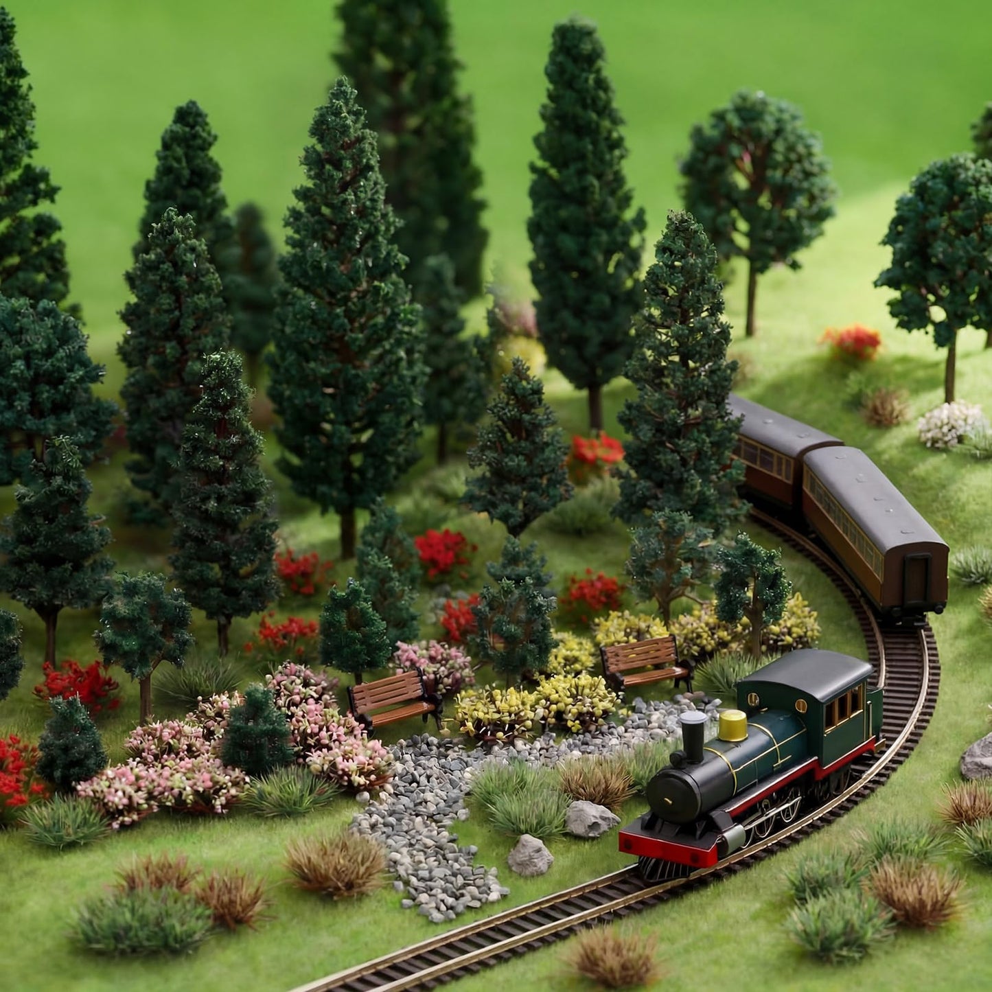 Ceenna 143 Pcs Miniature Model Trees Scenery Landscaping Kit Include Diorama Trees Artificial Grass Mat Pebbles Ho Scale Train Accessories for DIY Crafts Project Building Model Scenery Landscape