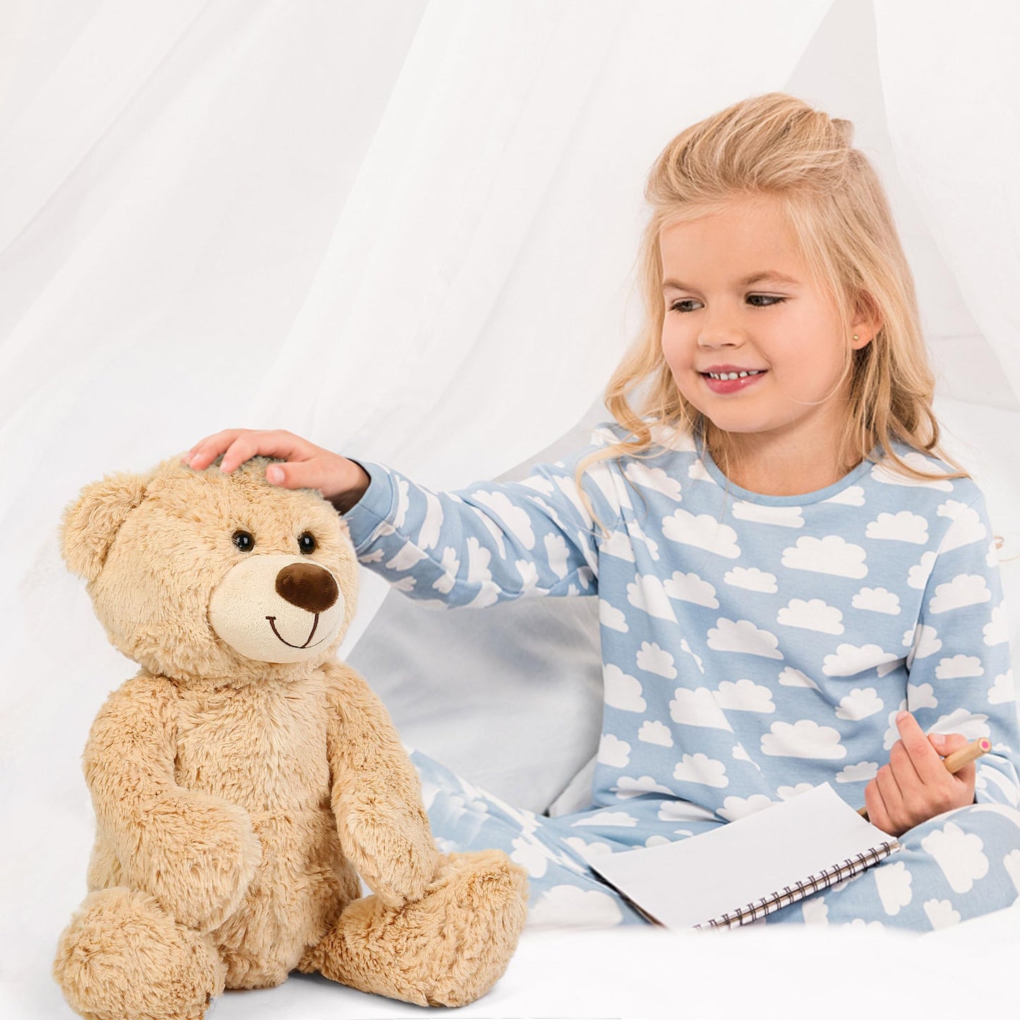 BenBen Teddy Bear Stuffed Animal, 18 inch Brown Stuffed Teddy Bear Plush Toy, Soft Plushies Gifts for Baby Shower, Easter Decorations