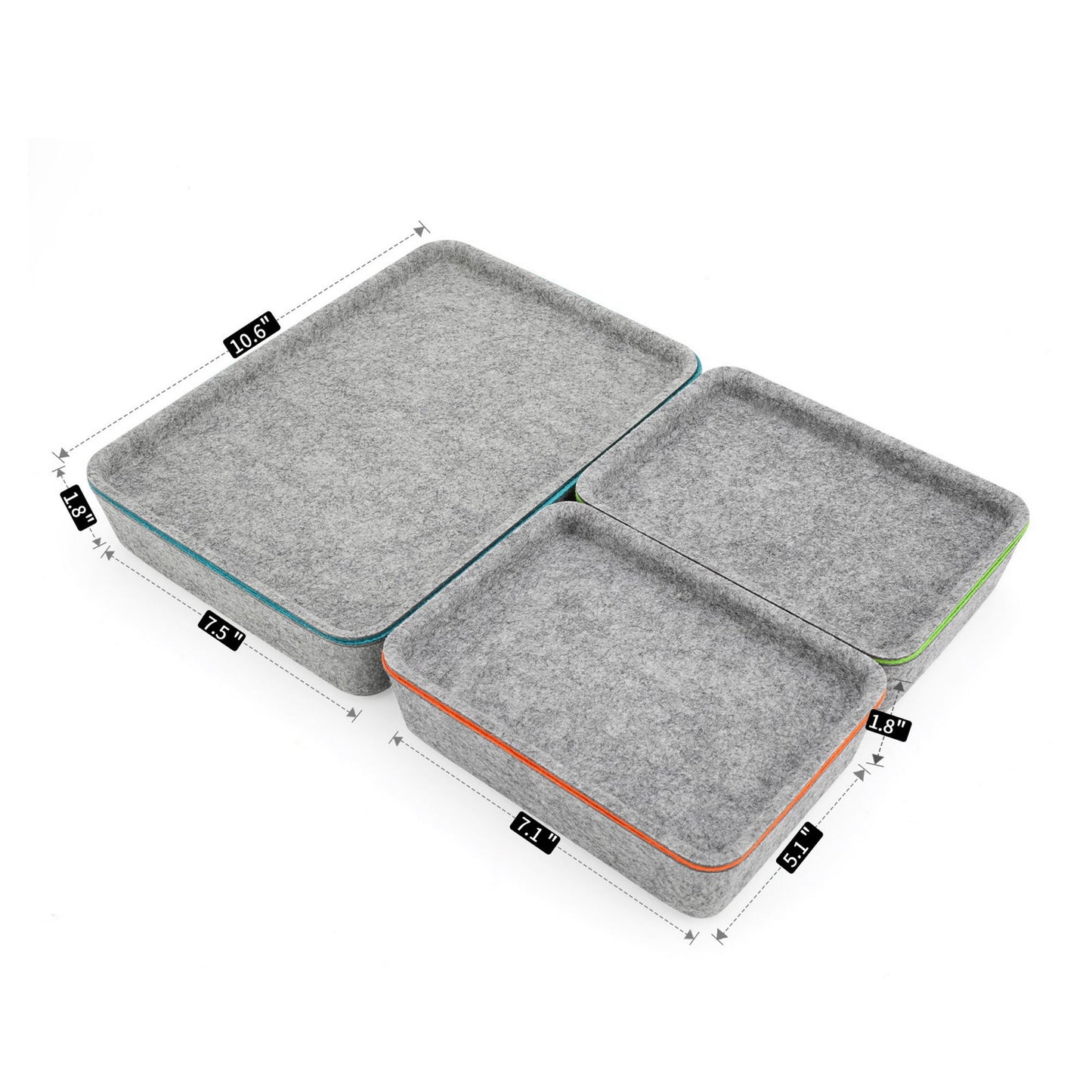Welaxy stackable Lidded drawer organizer bins home office work desktop storage box with lid for junk makeup stationery decluttering sorting 3-pack gift idea (Orange + Green + Turquoise)