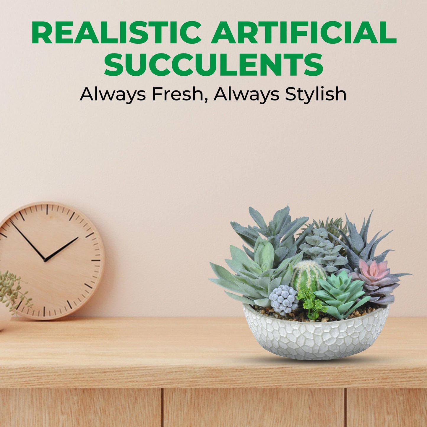 Hisow Premium Assorted Artificial Succulent Collection - Large Real Touch Artificial Cactus, Aloe Vera & Succulent Plants Artificial with Pots for Home Office Indoor (Artificial Glass - Pot)