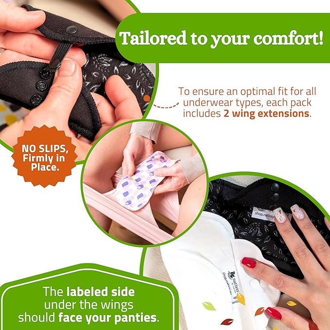 Non-Slip Organic Reusable Panty Liners for Women & Teens (Small, 7-Pack); High-Temp Washable Cotton Cloth Liners; Stay Fresh & Dry, for Daily Vaginal Discharge Only; 100% Breathable (no PUL/TPU)