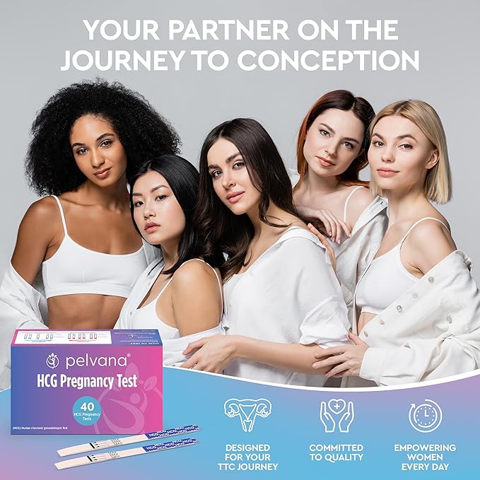 Pelvana Pregnancy Test Strip Value Pack 40 HCG Pregnancy Test Strips for Early Detection up to 6 Days Sooner - Easy to Understand for at Home Use - Ideal for Women Trying to Get Pregnant Naturally