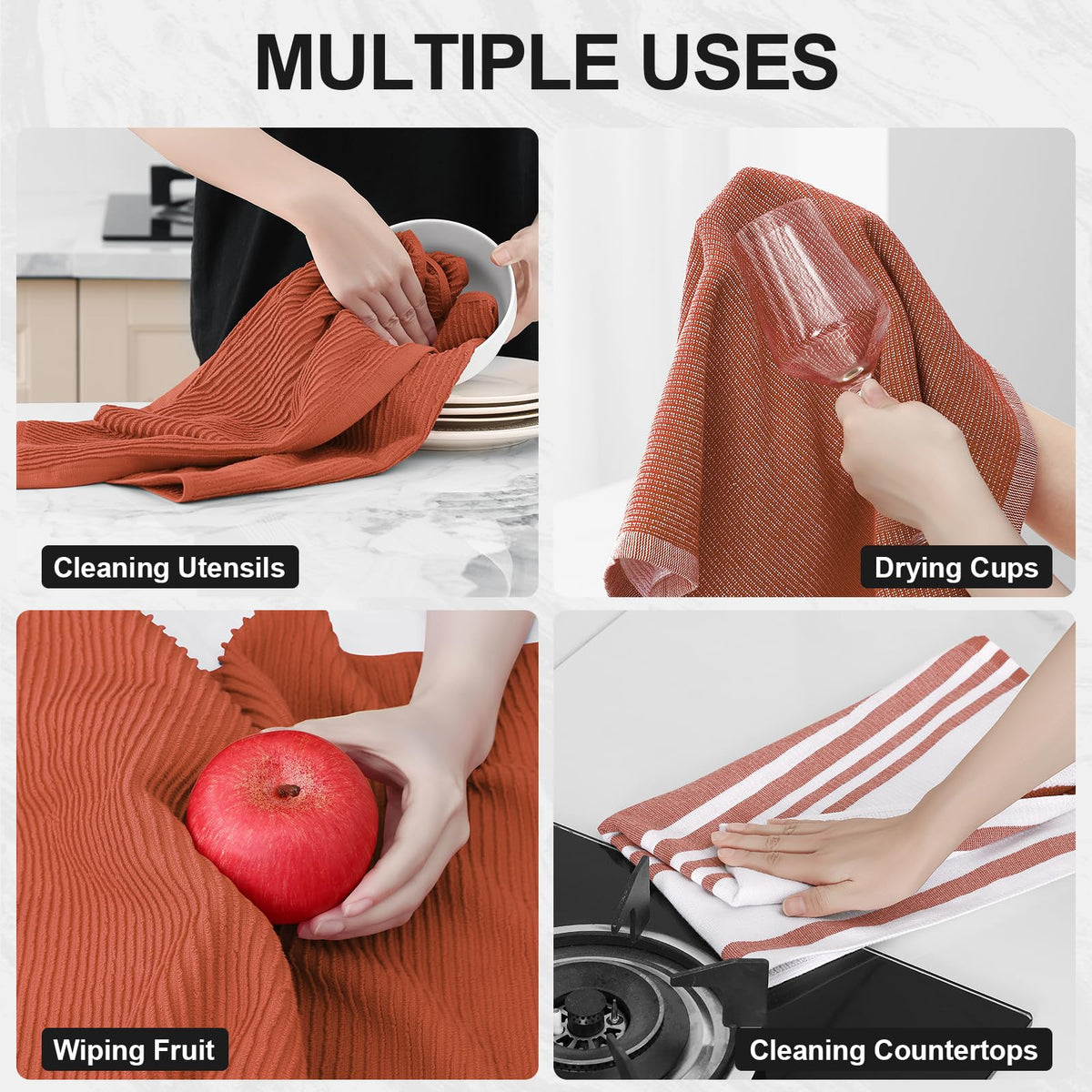 Cotton 380 GSM Premium Kitchen Towels (6 Count)