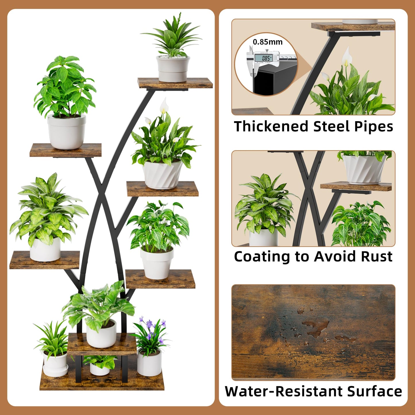 EVAWOO Plant Stand With Grow Lights - 7 Tiered Corner Shelf for Multiple Plants, 42" Metal Shelves, Flower Holder Display Rack for Indoor Home Patio Balcony