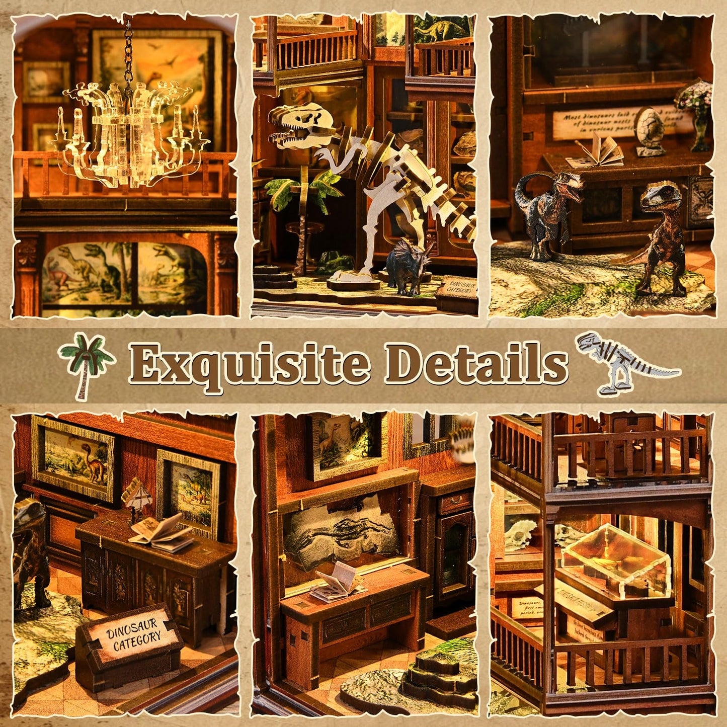 DIY Book Nook Kit, 3D Wooden Puzzle for Adults, Miniature House Kit with Touch LED Light, Gothic Bookshelf Insert Decor, Creative Hobby Gift for Fantasy Lovers