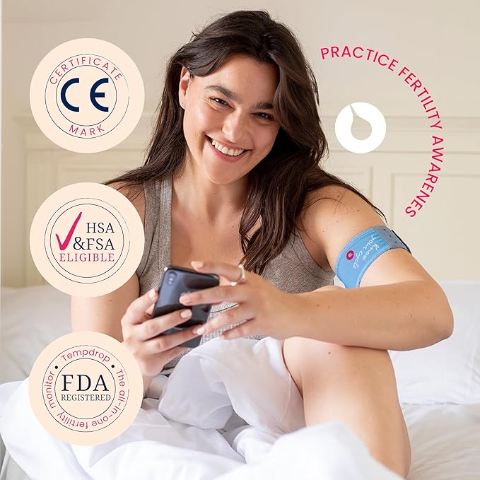 Tempdrop Fertility and Ovulation Tracker –Wearable Basal Body Temperature (BBT) Monitoring Sensor and Fertility Charting App Includes Comfortable Armband (L/XL - 12.5-18.5 Inches)