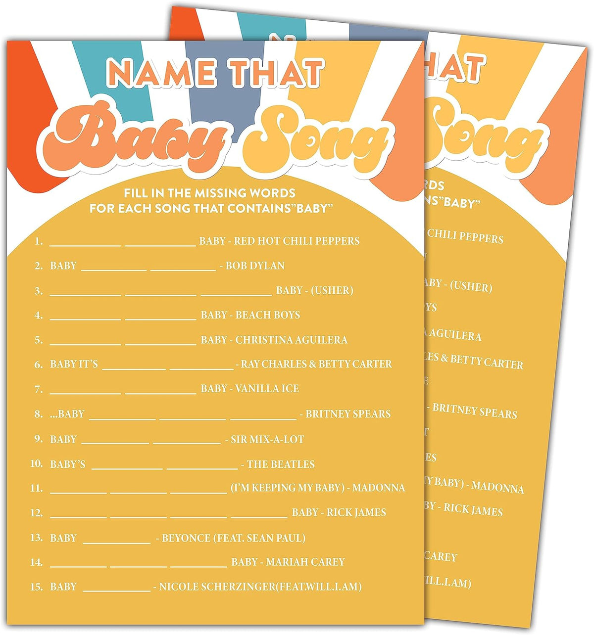 YSTEP Boho Sunshine 30 Name That Baby Song Game Cards with 1 Answer Card, Gender Reveal Party Supplies Favors (5"x7") -A06