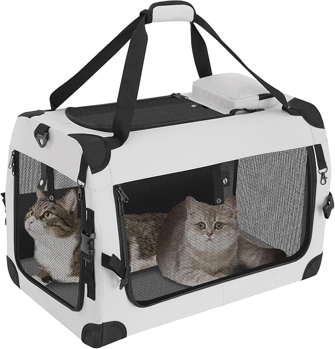 LOTYP Extra Large Cat Carrier for 2 Cats with Divider, Soft-Sided