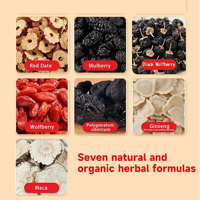 Ginseng Seven Treasure Herbal Tea, Organic Kidney Detox & Cleanse Blend for Women & Men, 7 Natural Ingredients Herbal Formula, 40 Bags, 1 Pack