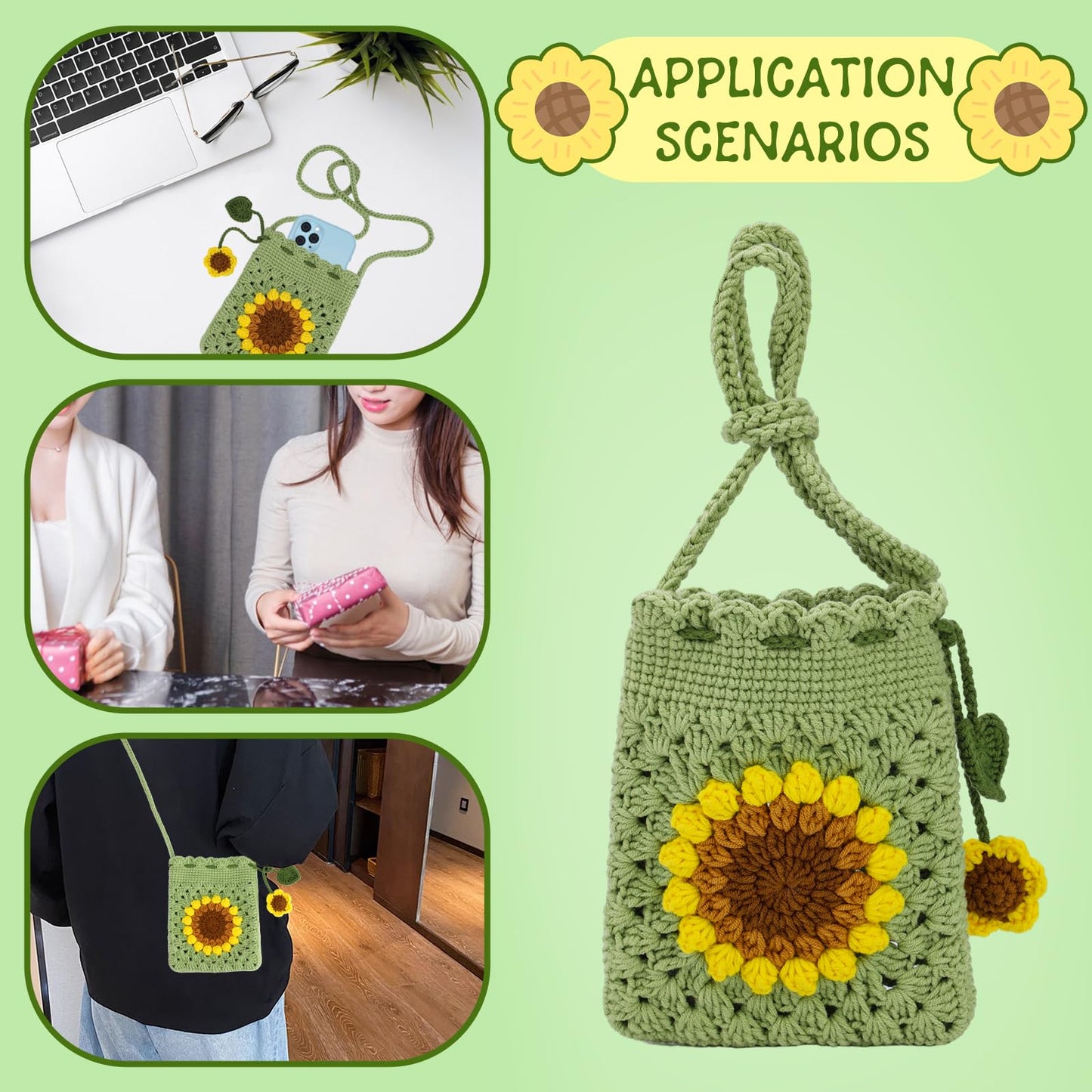 Fedmut Crochet Kit for Beginners - Phonebag Crochet Starter Kit with Video Tutorials and Yarns, Hook, Accessories for Adult Knitting Craft DIY