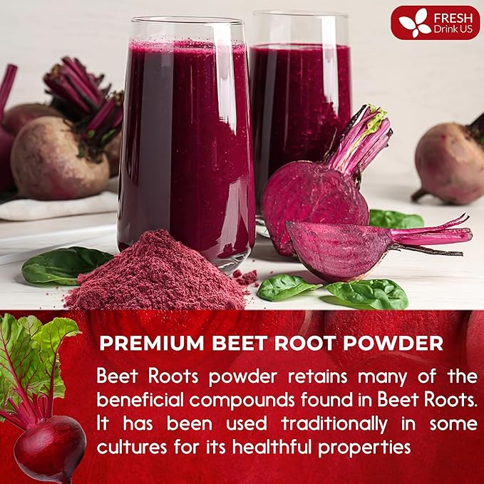 FreshDrinkUS, Premium 20oz Beet Root Powder, 100% Natural and Pure from Beet Root, Beetroot Powder Perfect for Smoothies, Energy Booster, Soups and Sauces. No Additives, No Gluten, No Sugar, Vegan