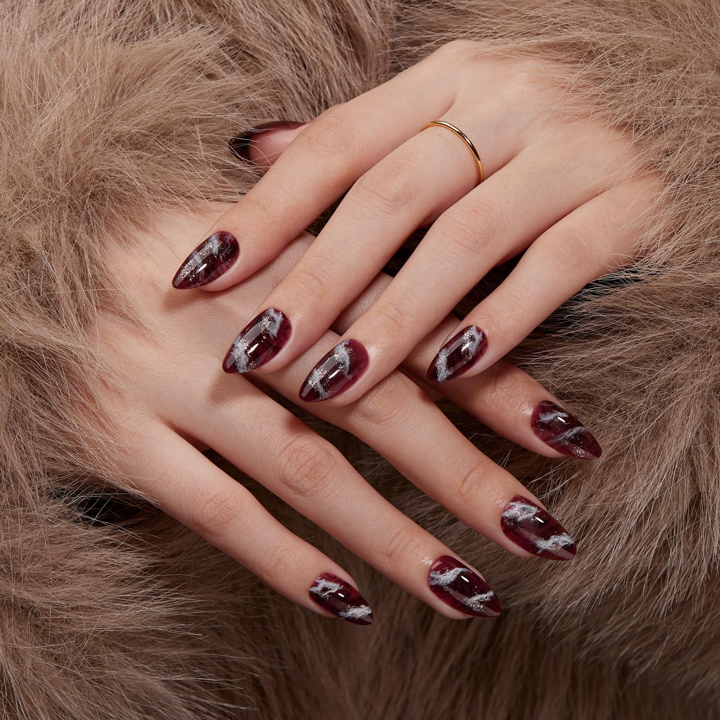 VSALON Press on Nails Almond Maillard Series - Brown Color Collection