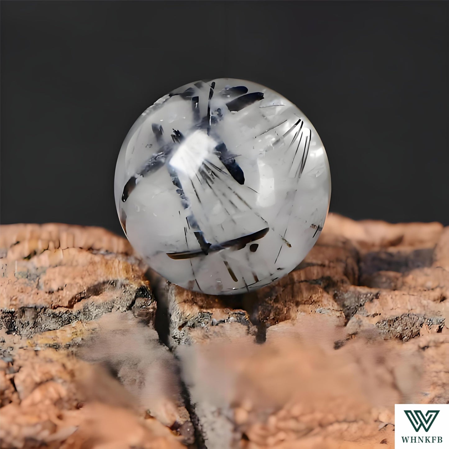 WHNKFB 8mm 50PCS Natural Black & White Mixed Rutilated Quartz Round Beads, Loose Crystal Beads for Jewelry Making Craft - 4mm 6mm 8mm 10mm Options with Free Elastic Cord