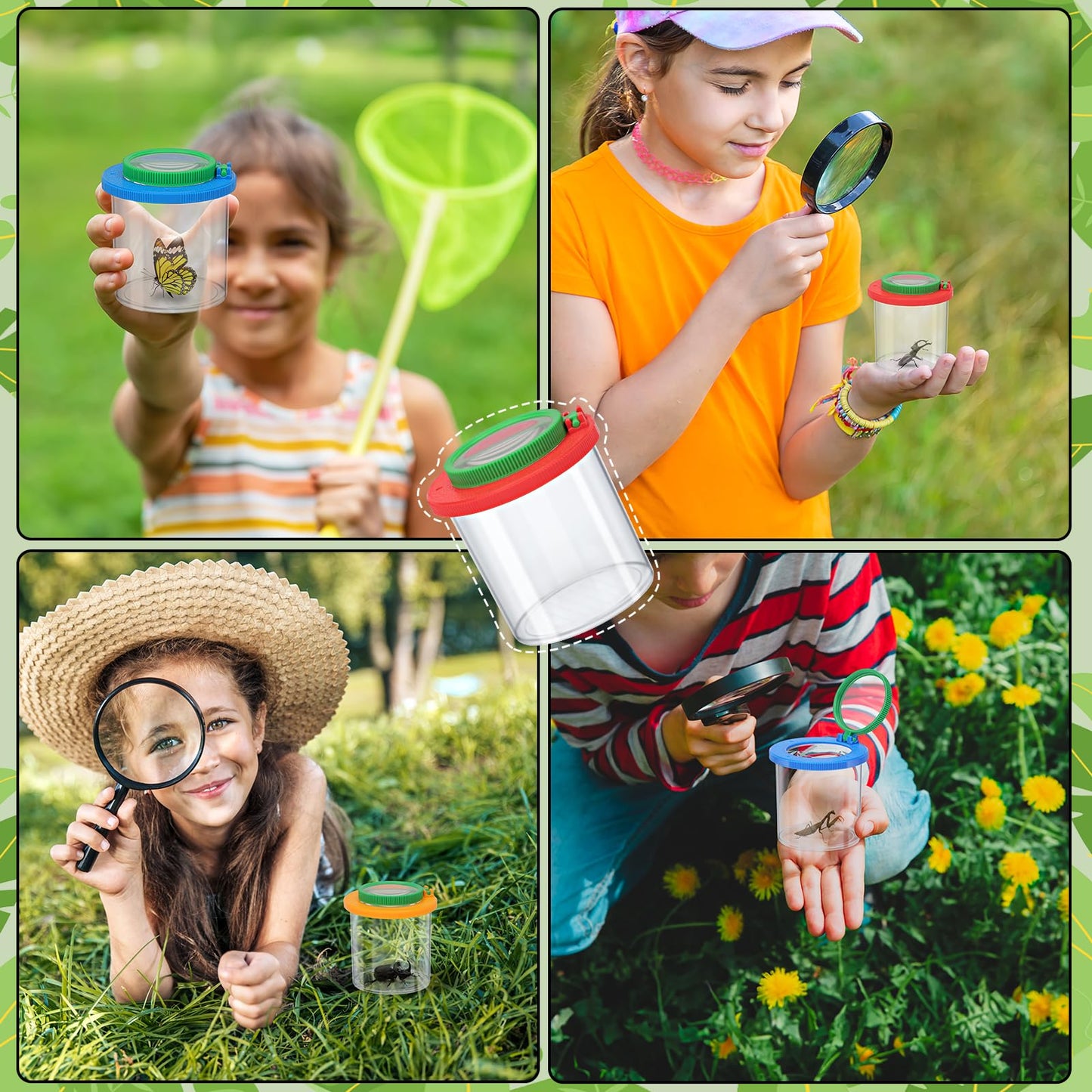 Coopay 24 Pcs Insect Bug Viewer for Kids - Bug Jars, Critter Insect Cage, Bug Container, Bug Catcher, Magnifying Insect Box for Children, Kids Science Nature Exploration Collecting Kit