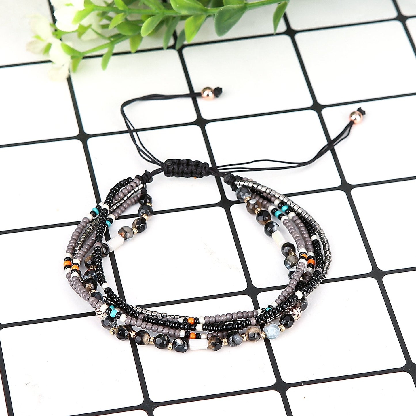 JOYA GIFT Handmade Adjustable Wrap Bracelet Bohemian String Braided Beads Anklets Gifts for Women