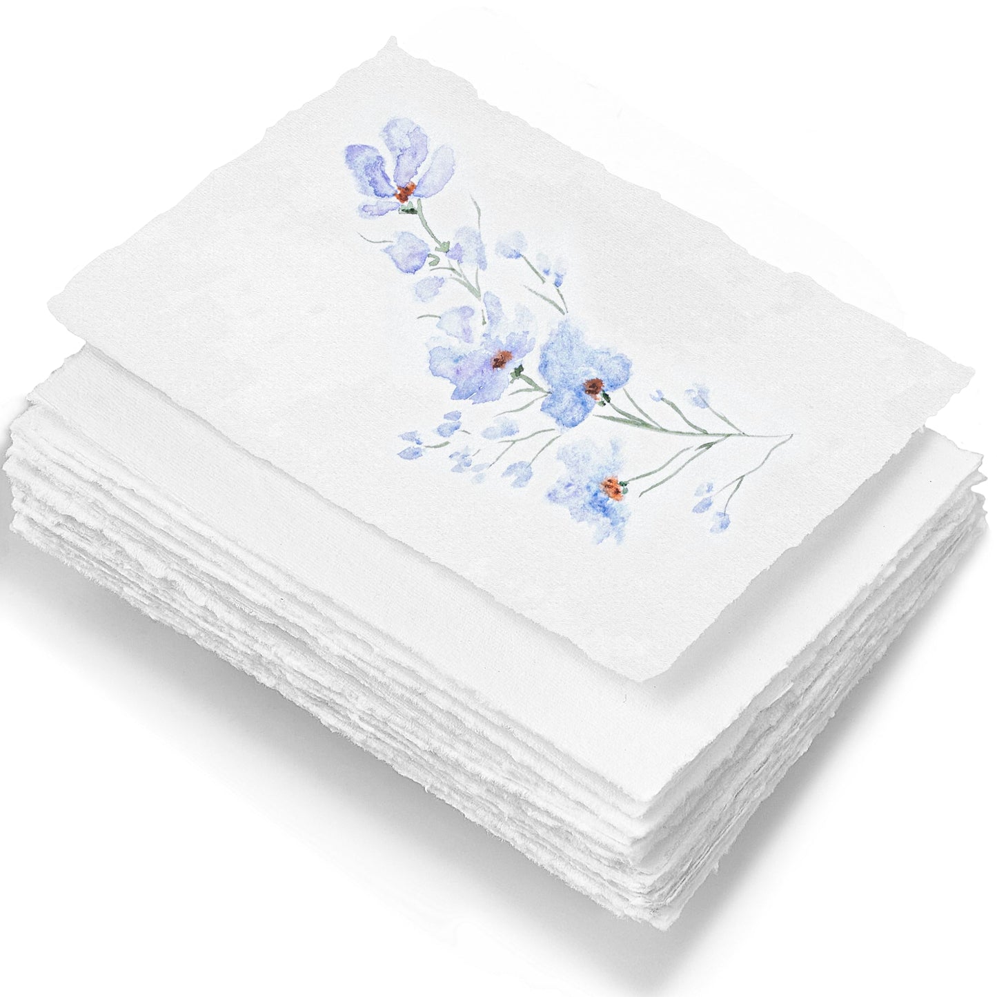 Wanderings A5 Handmade Deckled Edge Cotton Paper - Cold Pressed Texture - Paint, Watercolor, Writing, Printer - Cards, Invitations, Menus, Arts and Crafts. 50 Pack White 150gsm - 5.8" x 8.3"