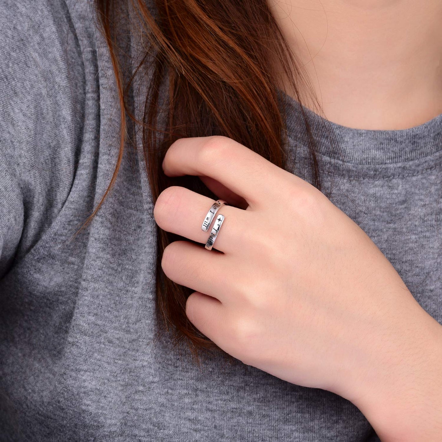 Silver Adjustable Ring Inspirational Jewelry S925 Sterling Wrap Open Ring for Women(I believe so I will)