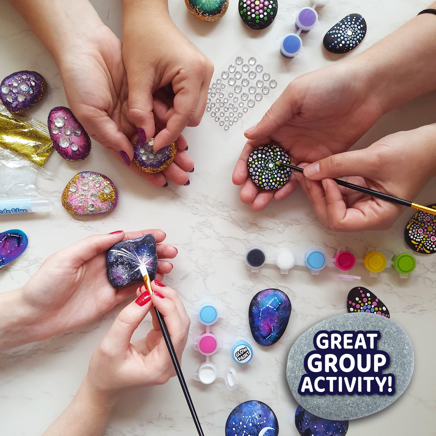 ArtSkills Rock Painting Kit - 18 Rocks - Geode, Mandala & Glow in the Dark Rock Painting, Arts and Crafts for Kids