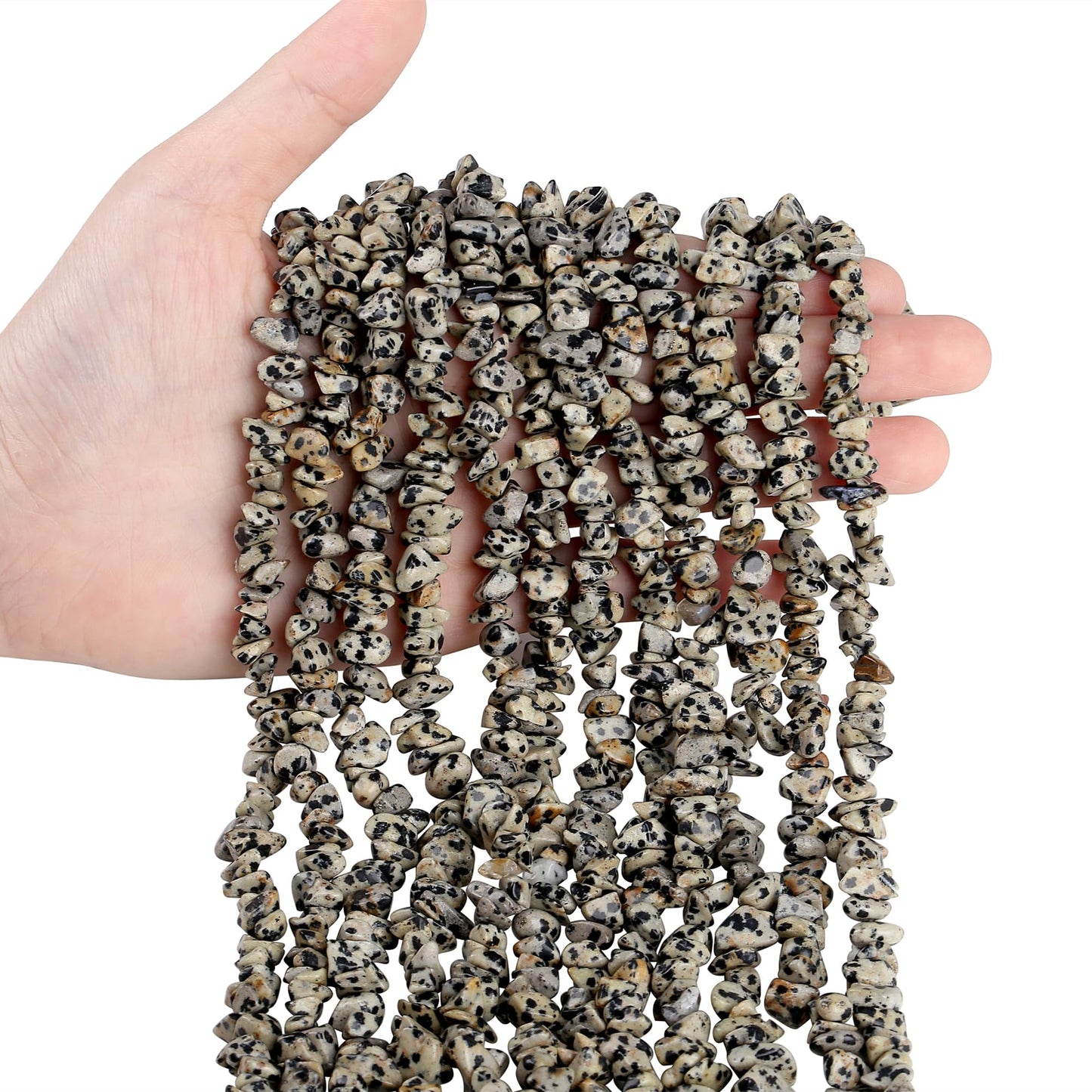 ZHIYUXI 400pcs Dalmatian Jasper Beads 5-8mm Crystals Gemstones for Bracelet Making Irregular Stone Bead for Jewelry Making Natural Chips Craft 2 Strands
