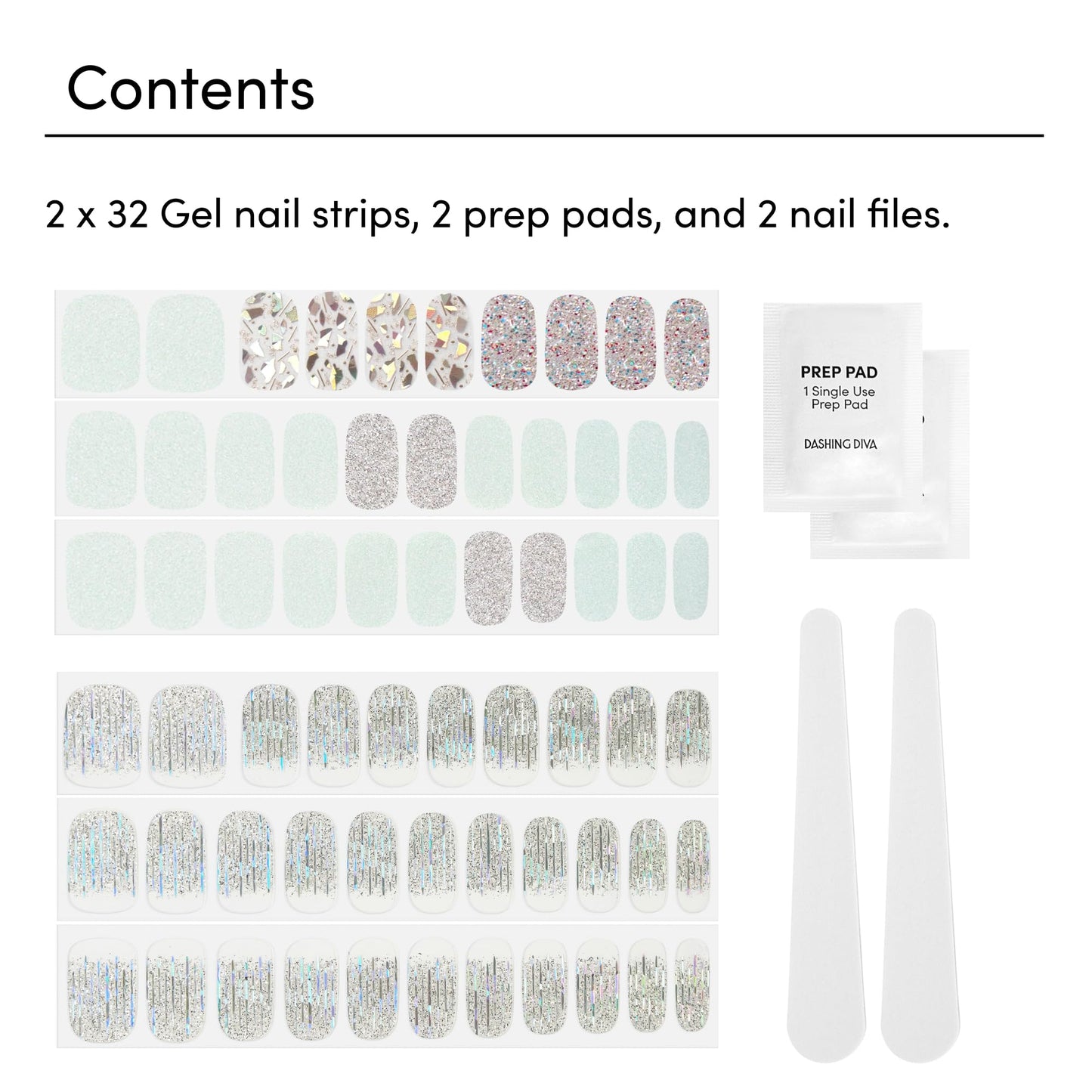 Dashing Diva Gloss Nail Strips Bundle - The Glam Collection - Meteor Shower & Going Platinum - UV Free, Chip Resistant, Long Lasting Gel Stickers - Contains 2 Sets