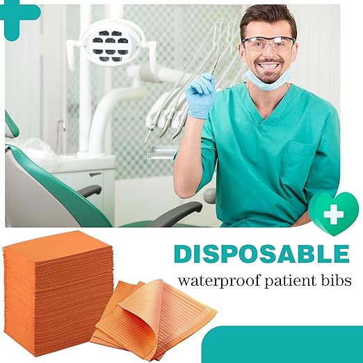 Newwiee 750 Pcs Disposable Dental Bibs Bulk Waterproof Tattoo Sheet Patients for Lash Nail Art Tray Cover 13 x 18 (Apricot)