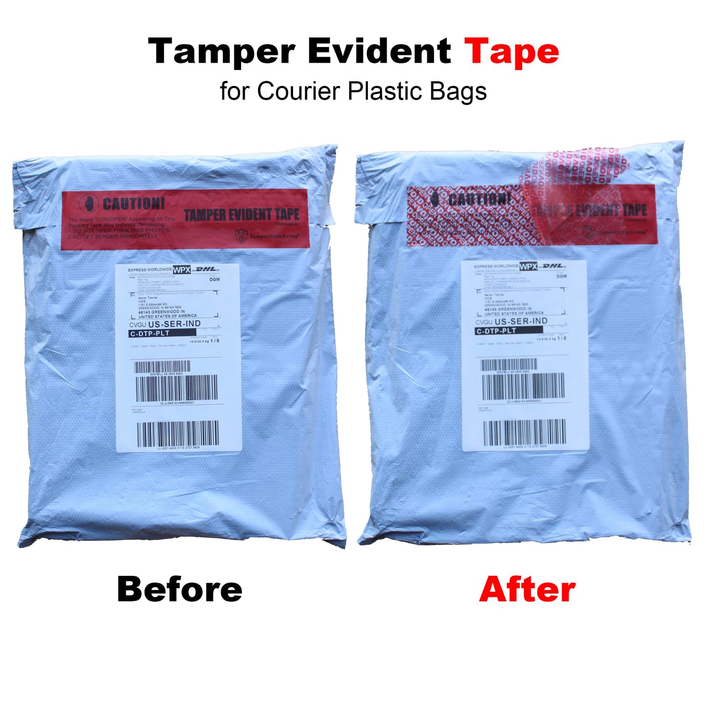 TamperSeals Group - 1 Roll 100% Total Transfer Tamper Evident Security Seal Tape (50mm x 50m x 2mil, Ultra-Thick “Void” Film, Red)