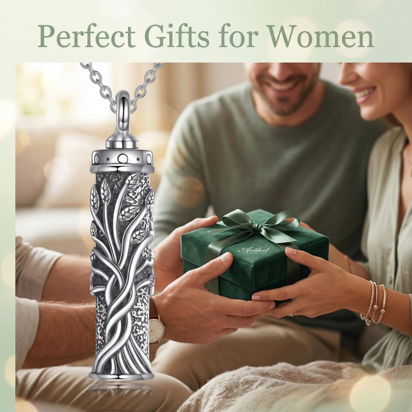 POPLYKE Tree of Life Urn Necklaces for Ashes Sterling Silver Tree of Life Cremation Jewelry for Women Men