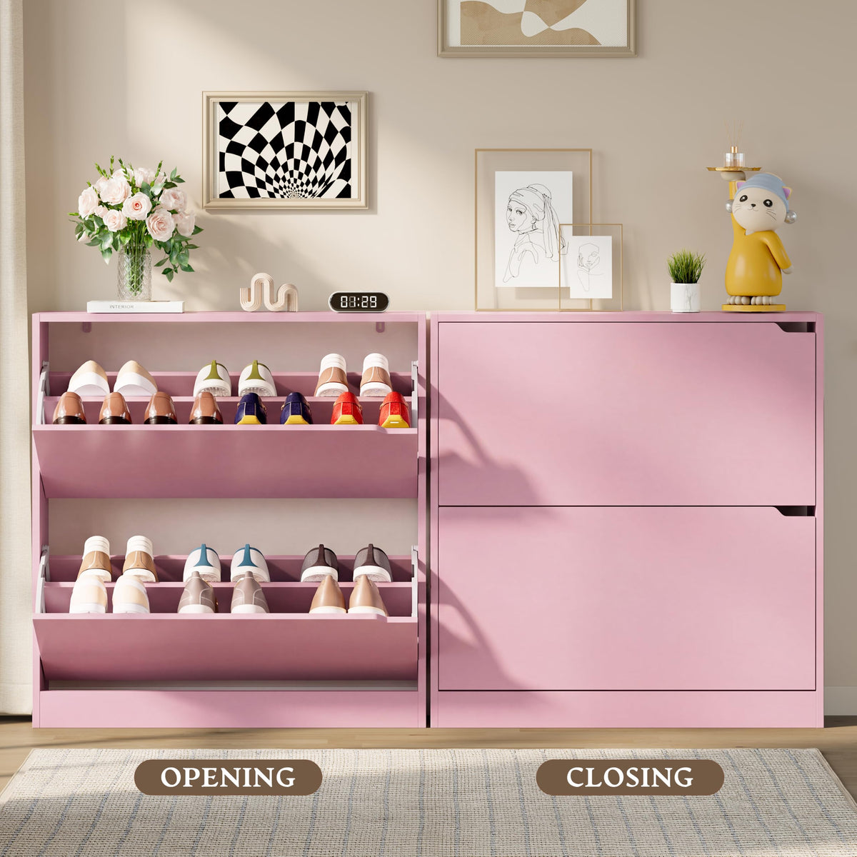 Shoe Cabinet with 2 Flip Drawers