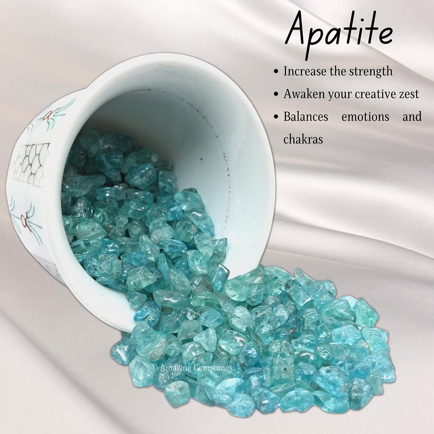 Apatite Pre Drilled Crystal Crushed Chips Beads for Bracelets Making, DIY Handmade Natural Healing Crystals (25 Inch Strand)