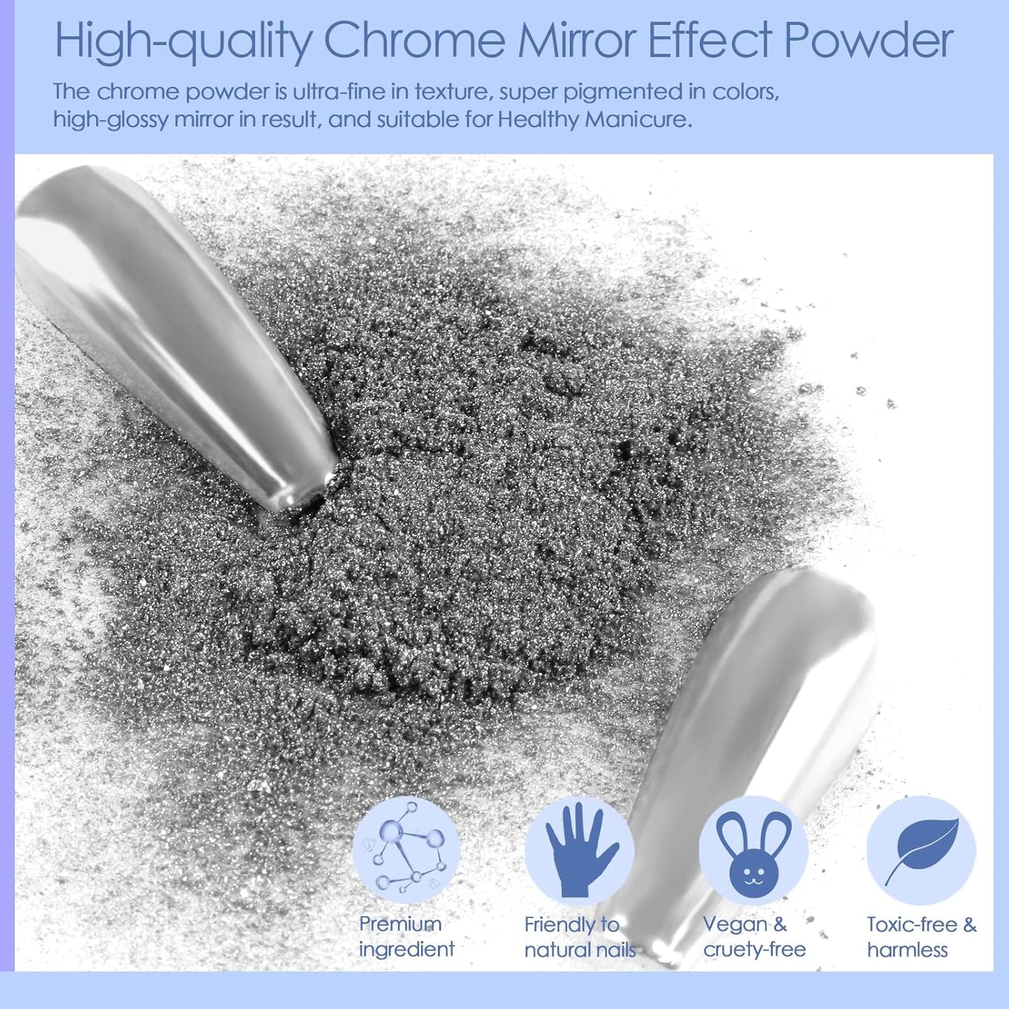 Allstarry Chrome Nail Powder Kit - 16 Colors Metallic Mirror Effect Pigment Powder Magic Glitter Dust for Gel Polish Nail Art Decoration with 16 Sponge Sticks