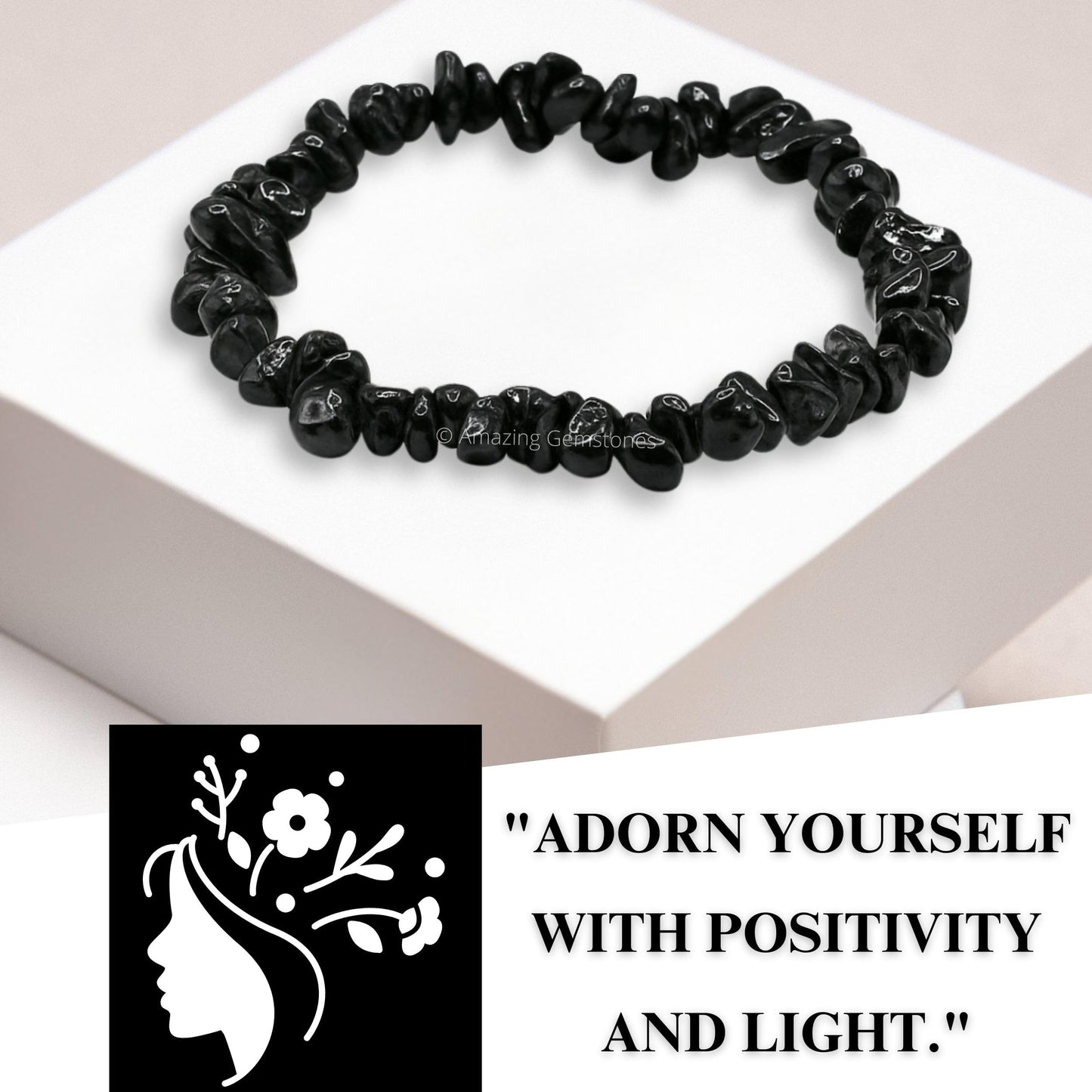 Amazing Gemstone Chips Bracelet (Black Tourmaline)