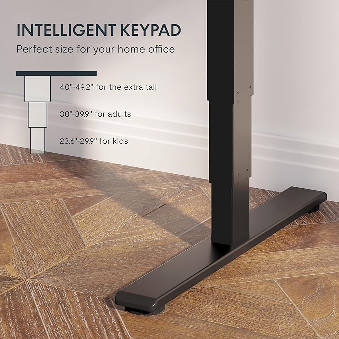 Pro Bamboo 3 Stages Dual Motor Electric Standing Desk 48x24 Inches Whole-Piece Desk Board Height Adjustable Desk Electric Stand Up Desk Sit Stand Desk(Black Frame + Bamboo Desktop)