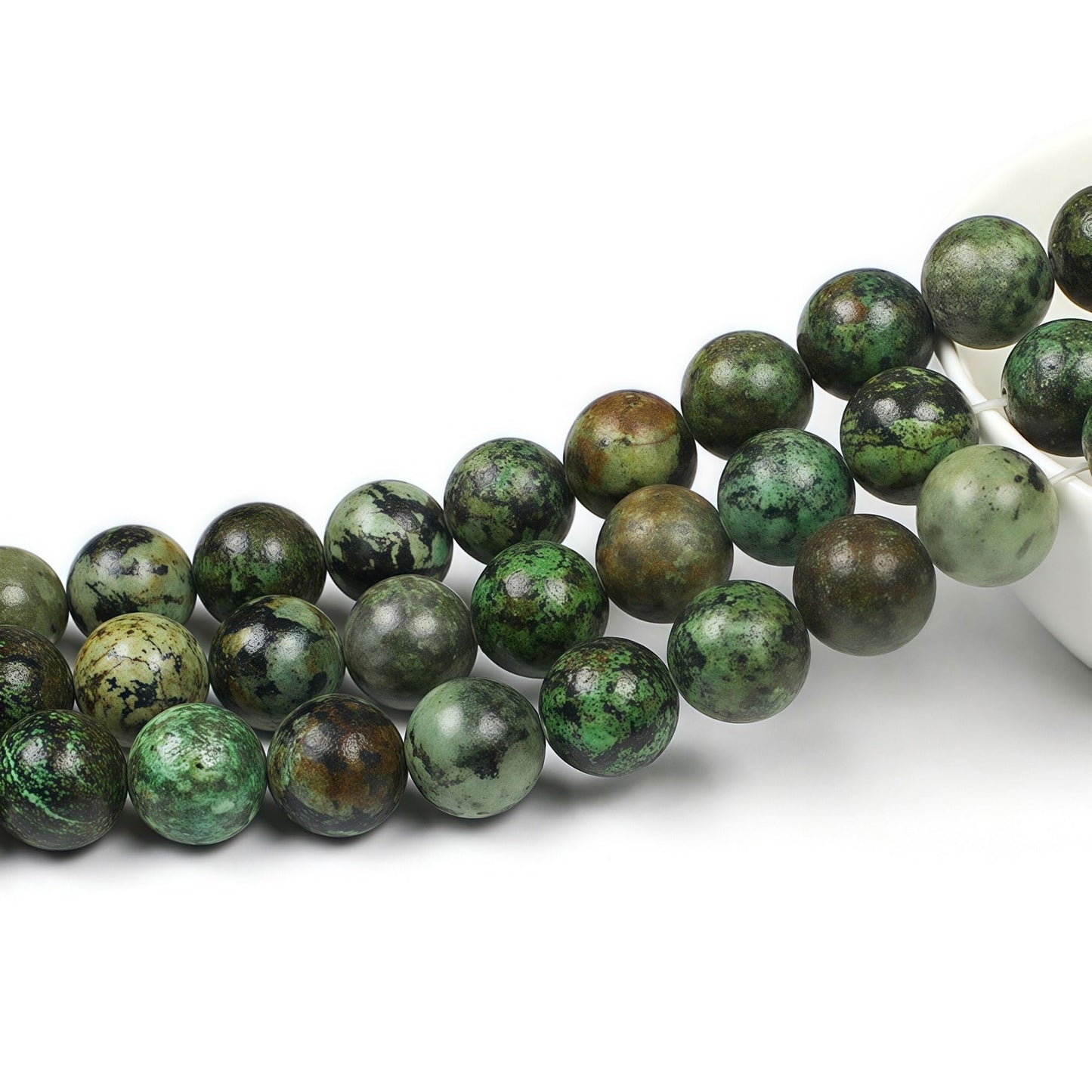 MJDCB Natural African Turquoise Beads Round Loose Stone Beads for Jewelry Making DIY Bracelet Necklace Accessory 15" (10mm)