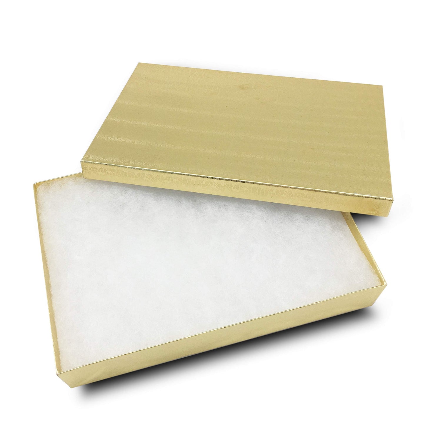 TheDisplayGuys - 25-Pack #53 Kraft Paper Cardboard Gift Boxes/Jewelry Cases w. Cotton Padding & Lid - Gold Foil - (5.4" x 3.9" x 1.0")