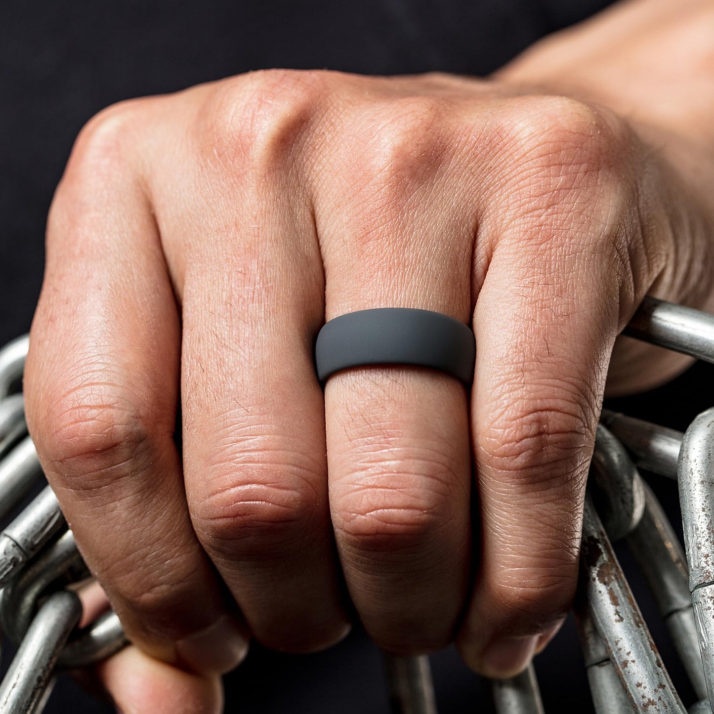 ThunderFit Men's Patterned Silicone Rings, 8mm Wide 2.2mm Thick Rubber Bands,Variety Multipack 1,4,7