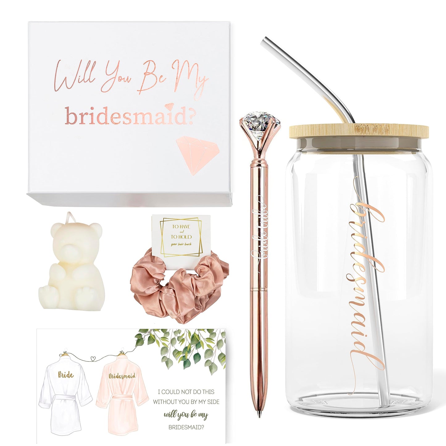 Heather & Willow Bridesmaid Proposal Set | Bridal Gift Boxes with Lids & Favors for Bachelorette Party