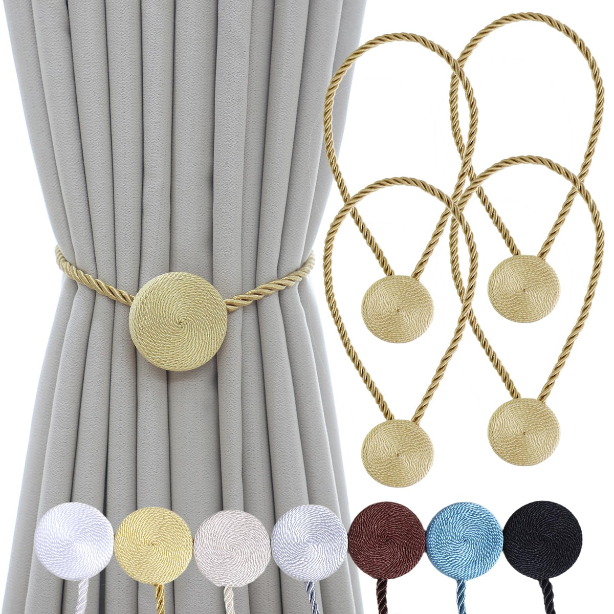 Magnetic Curtain Tiebacks (4 Count)