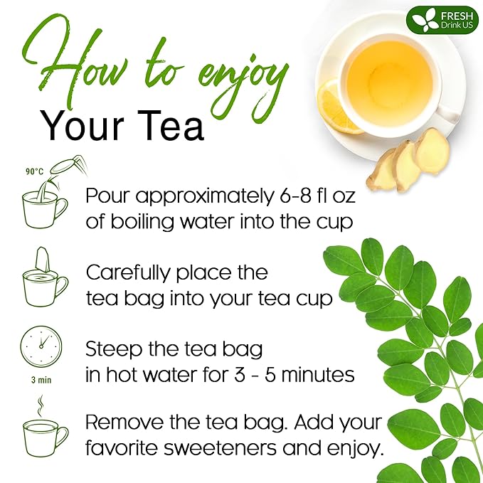 TOG999, Premium Moringa Ginger Peppermint Herbal Tea – 120 Tea Bags – Caffeine-Free, Plant-Based, Non-GMO, Naturally Refreshing Flavor, No Artificial Additives, No Sugar, No Gluten. Vegan