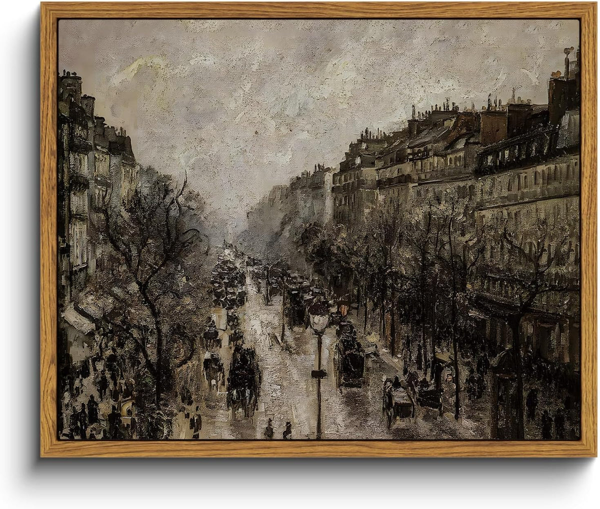 VIYYIEA Framed Canvas Wall Art Home Decor for Living Room Classical Cityscape Artwork Wall Decorations Vintage Oil Painting Prints Parisian Street Wall Decor Bathroom Wall Pictures Farmhouse 9x11in