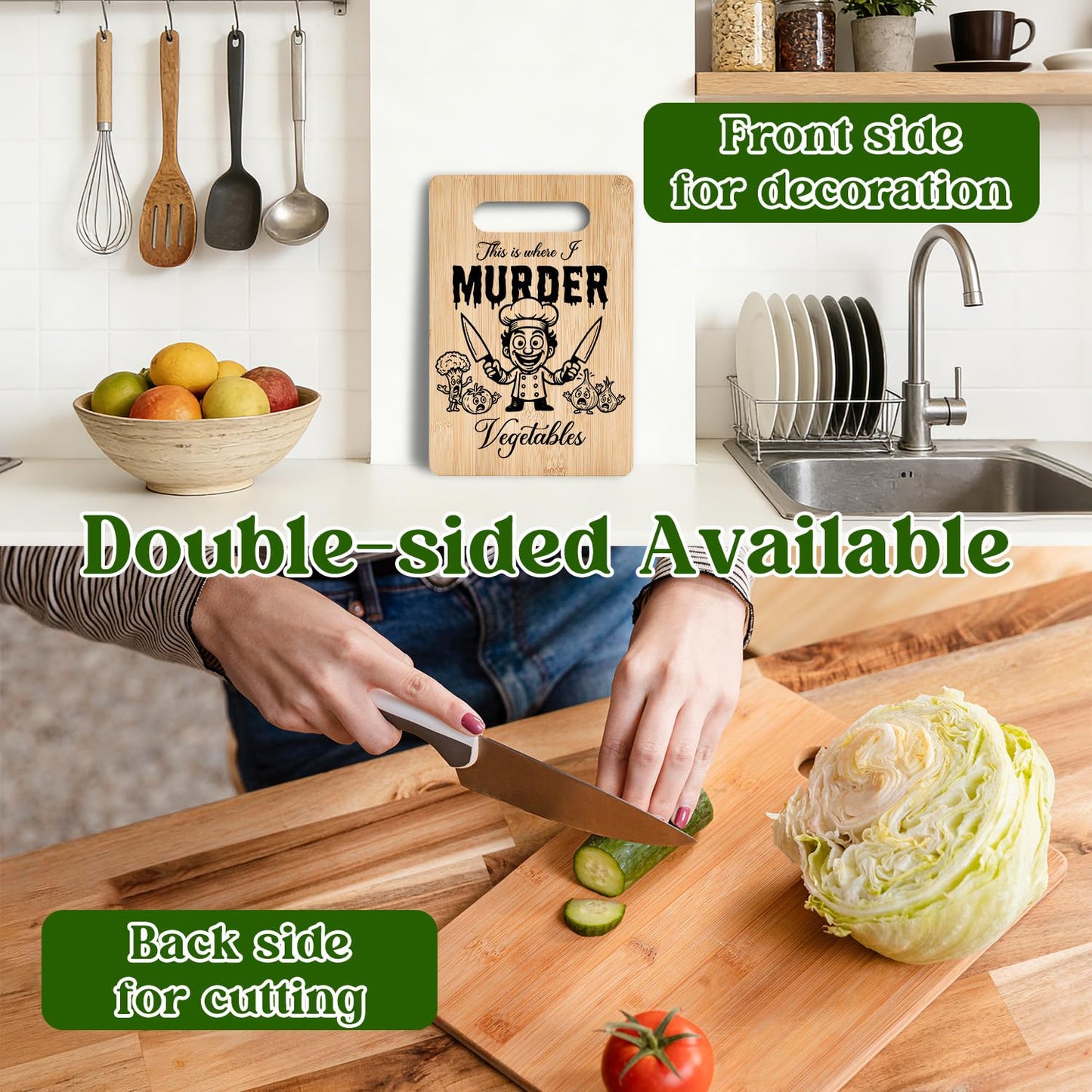 Funny Bamboo Cutting Board, This Is Where I Murder Vegetable Cutting Board, Housewarming Birthday Gifts for Family Friends, Chopping Boards for Kitchen Decor -020