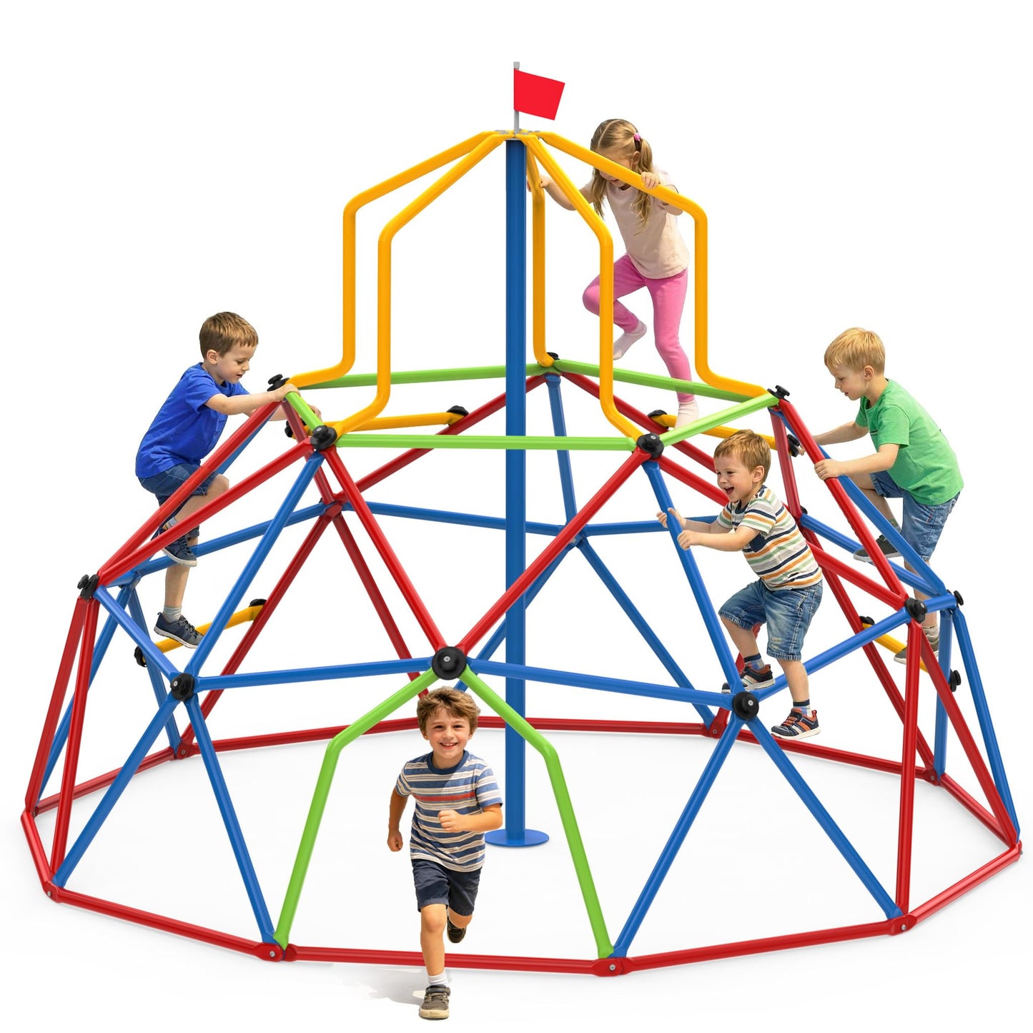 Zupapa 10FT Climbing Dome with Tower, Outdoor 10FT Geometric Dome Climber Tower for Kids 3-10 Supporting 1200 lbs, Easy Assembly Playground Jungle Gym Backyard Play Equipment