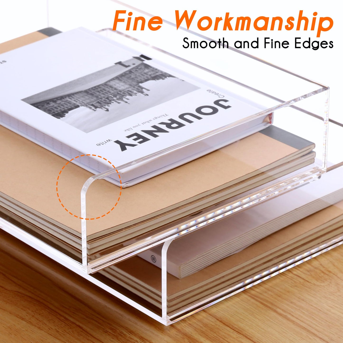 HeZone Paper Organizer, 2 Tier Stackable A4 Size Acrylic Letter Tray, Office/Home/School Organization - Clear