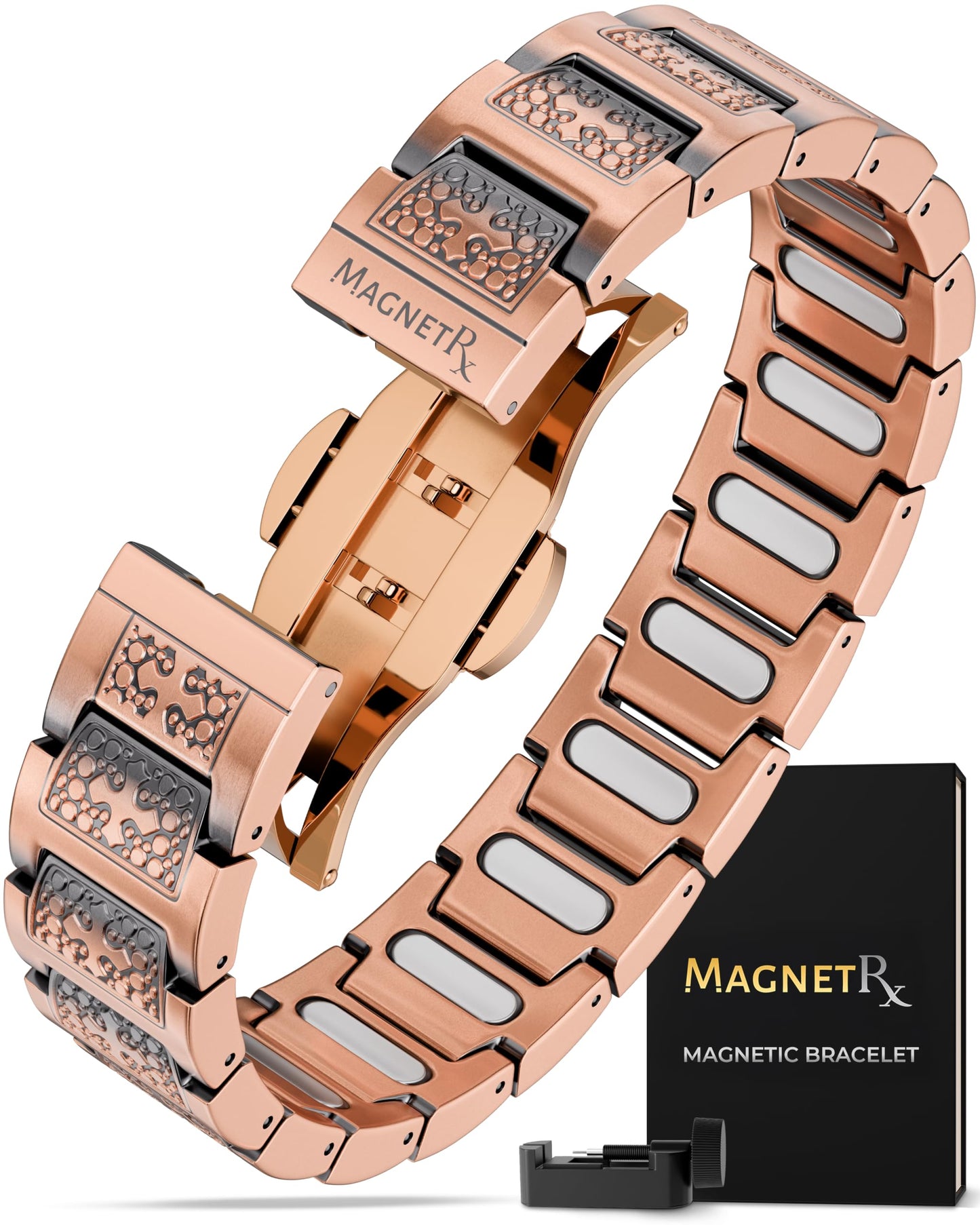 MagnetRX® Copper Cross Bracelet for Men — EllipseMAX 5X Strength 5,000 Gauss Magnets — Premium Mens Copper Bracelet with Adjustable Length (Cross Style)