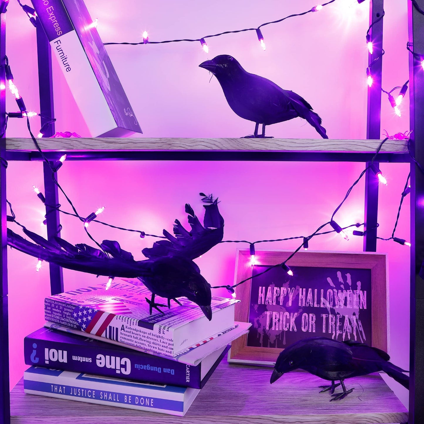 ATDAWN Halloween Birds, Black Feathered Crows, Realistic Looking Halloween Decoration Birds (3 Pack)