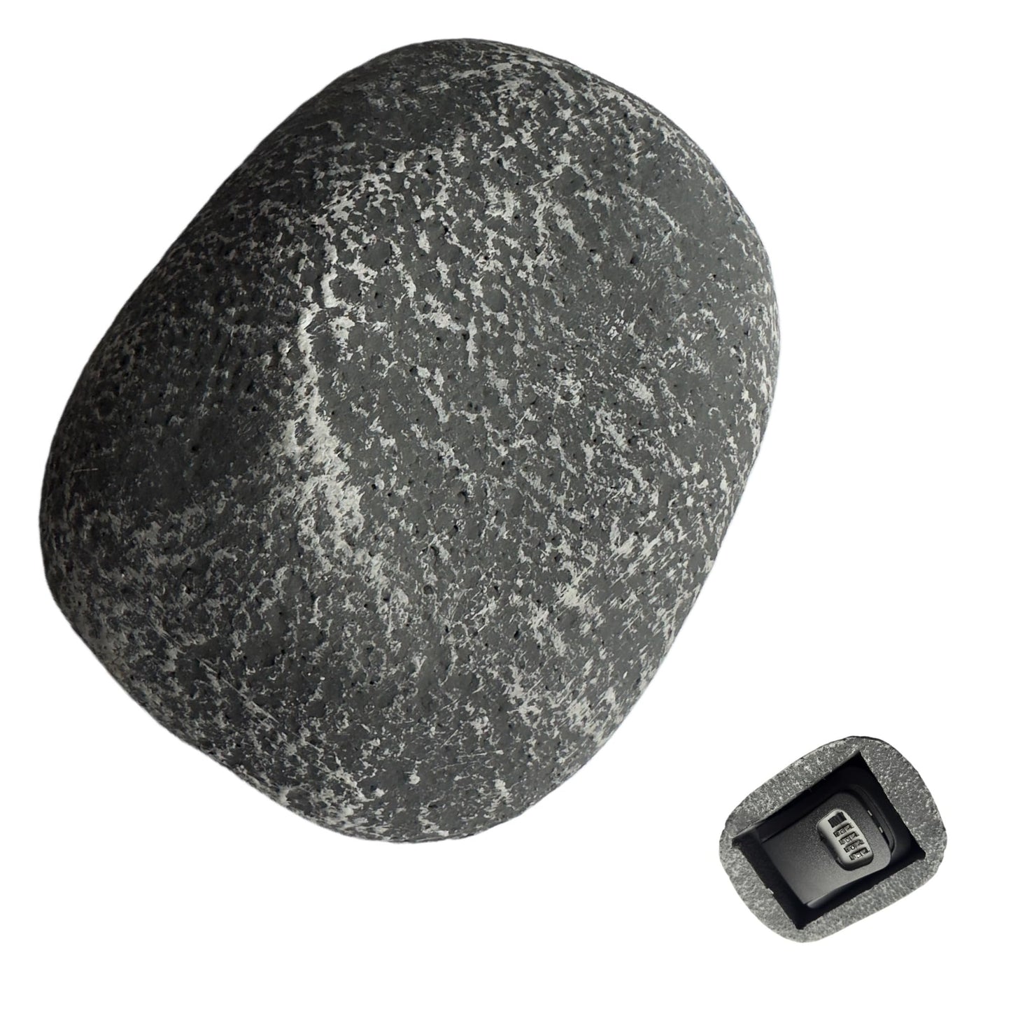 Arkali XXL Hide Keys Fake Rock Lock Box, Hide a Key Stone Look-Like Outdoor with 4-Digits Combination Lockbox, Spare Key Storage Box with Foam Protection for Home B&B, Rental, Office (Dark Grey)