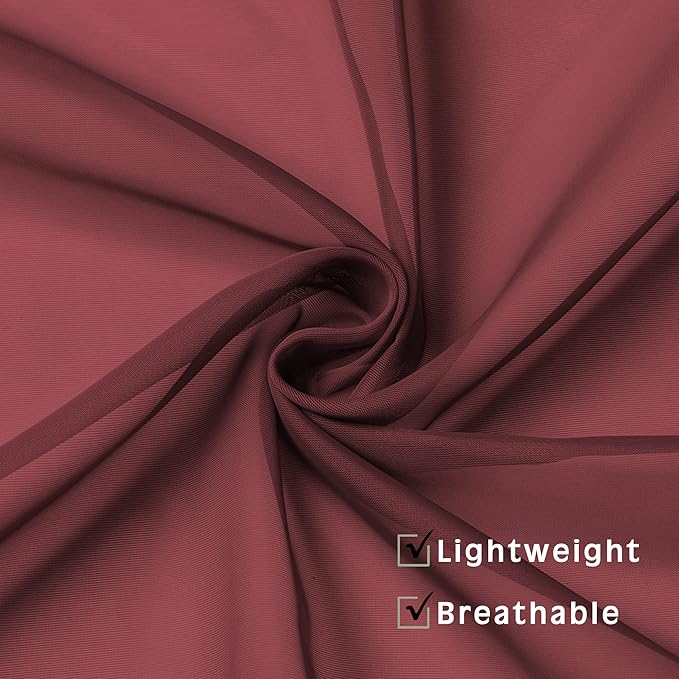 OVZME Burgundy Sheer Curtains 63 inch Length 2 Panels Set for Christmas, Elegant Light Filtering Airy Burgundy Voile Window Treatments, Each is 42W x 63L