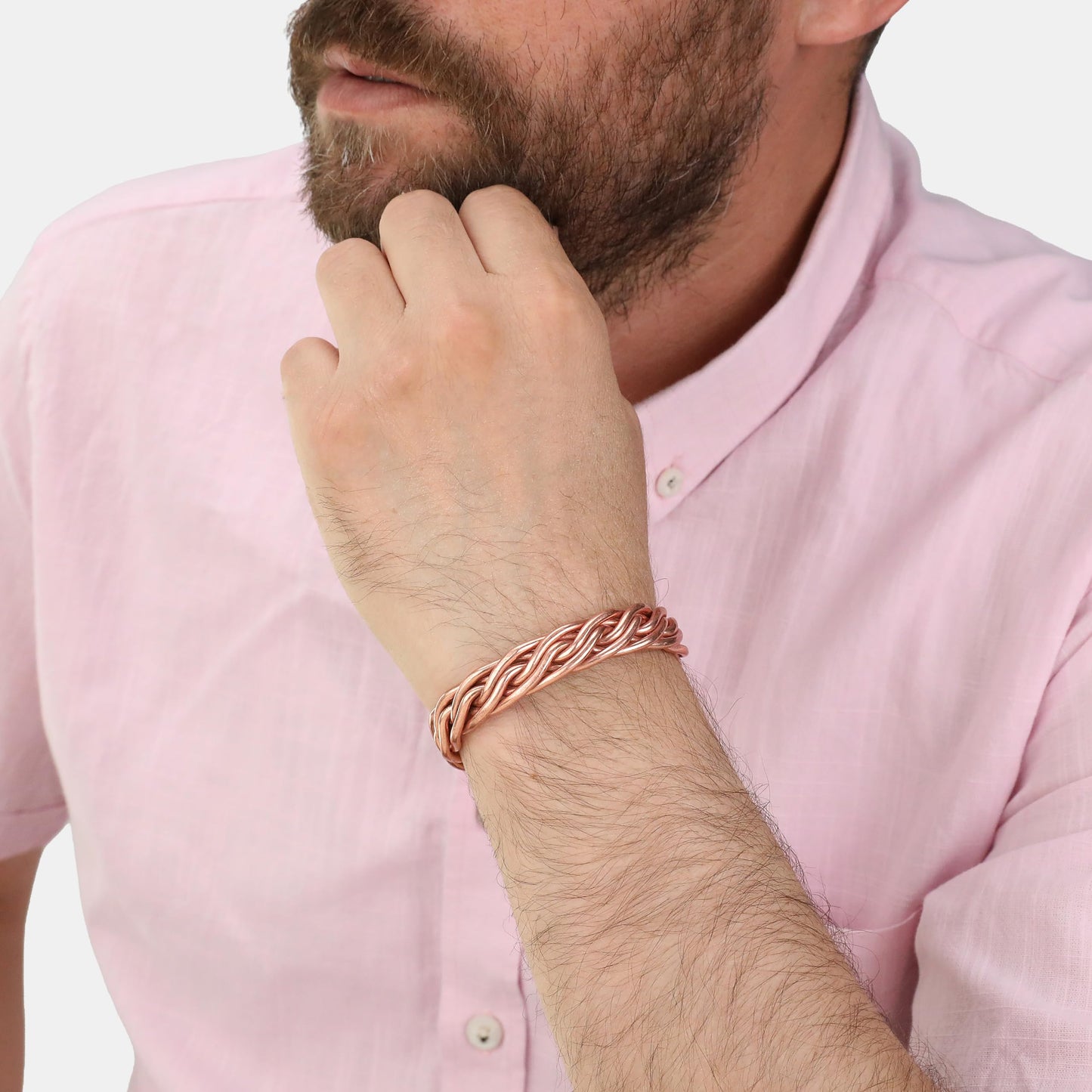 tunarts Handmade Elegant Copper Bracelet for Women and Men-Pure Copper Bracelet for Pain Relief-Adjustable,Thickest,Twisted Copper Wire Bracelet (red folded)