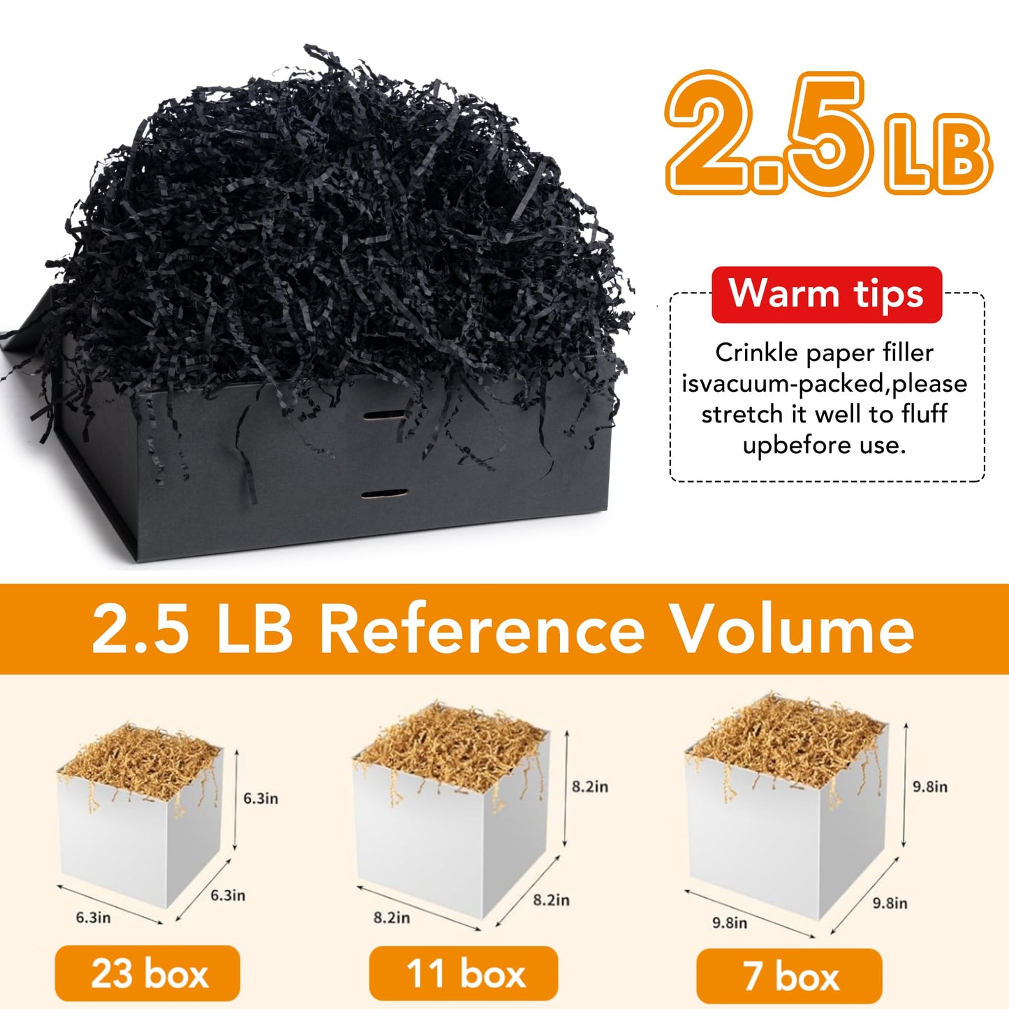 SWANGSA 2.5 LB Crinkle Cut Paper Shred Filler for Gift Baskets, Shreded Stuffing, Packing Grass Cushion Paper Streamer for Weddings, Halloween, Christmas, Birthdays (Black)