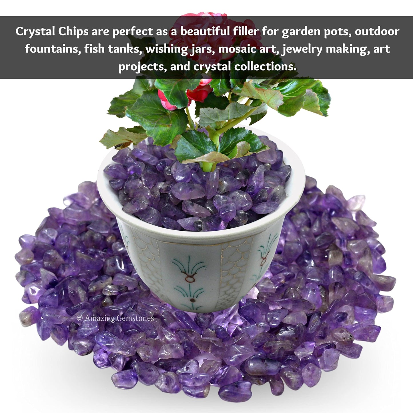Amethyst Pre Drilled Natural Crystals Crushed Chips Beads for Jewelry Making, DIY Handmade Healing Crystals (25 Inch Strand)