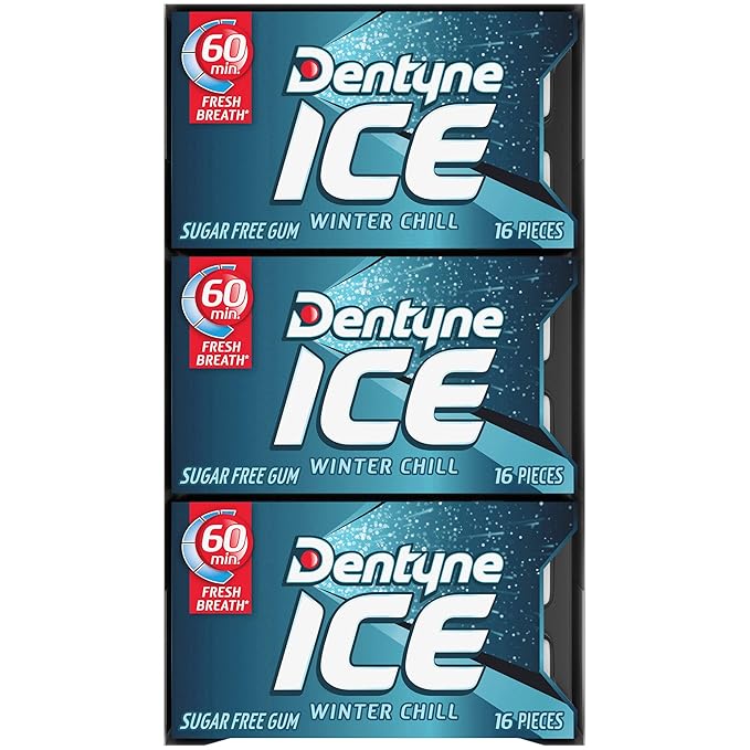 Dentyne Ice Winter Chill Sugar-Free Chewing Gum, 9 Packs of 16 Pieces (144 Total Pieces)